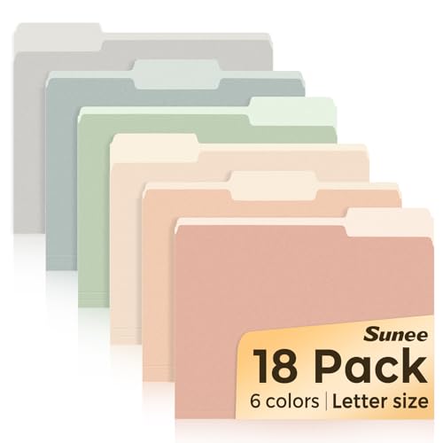 Modern SUNEE File Folders, 18 Pack Manilla Folders 8.5 Collection