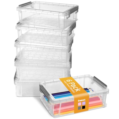 Classic Sooez 6 Pack Extra Large Pencil Box, Plastic Collection